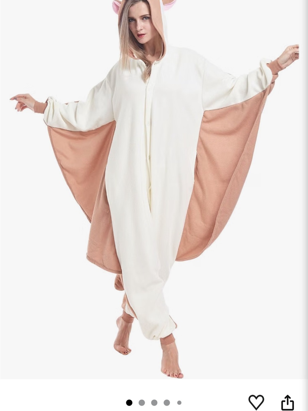 Women's Cream and Tan Cozy Animal Hooded Onesie